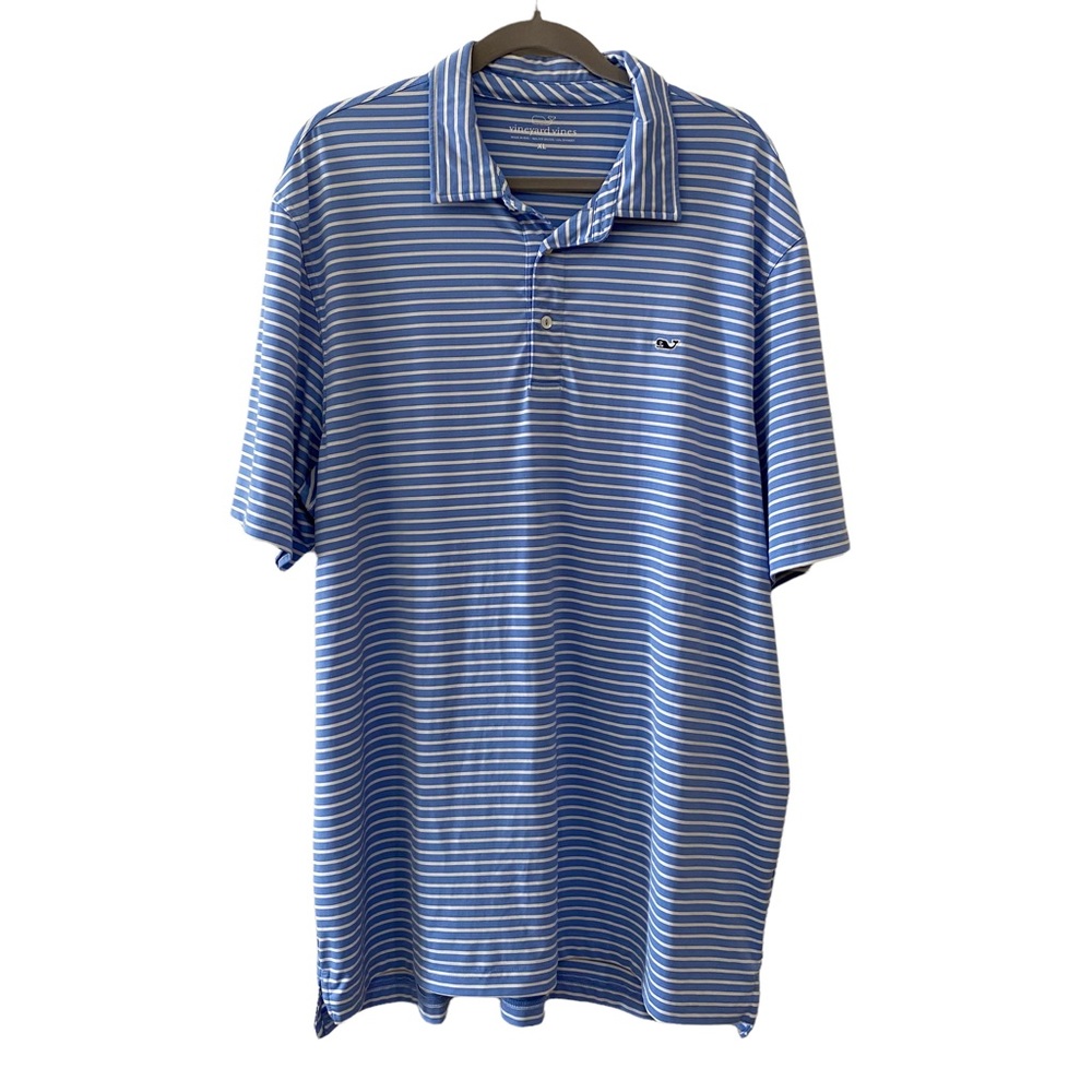 Vineyard Vines Mens XL Performance Polo Shirt Striped Blue White